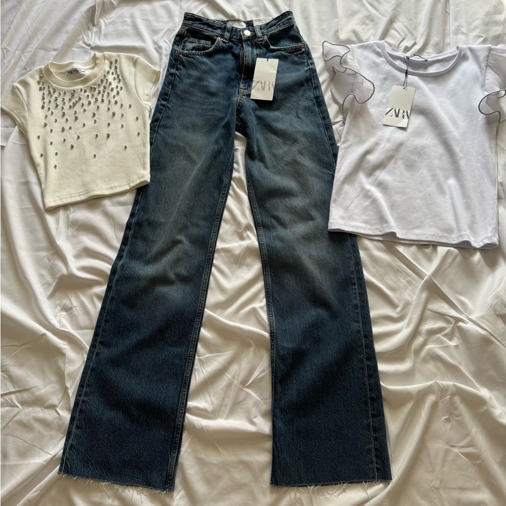 Zara Dark Blue Flare Jeans